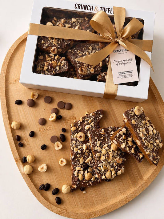 Hazelnoot Hazelnut Mocha koffie toffee giftbox cadeau bovenaanzicht