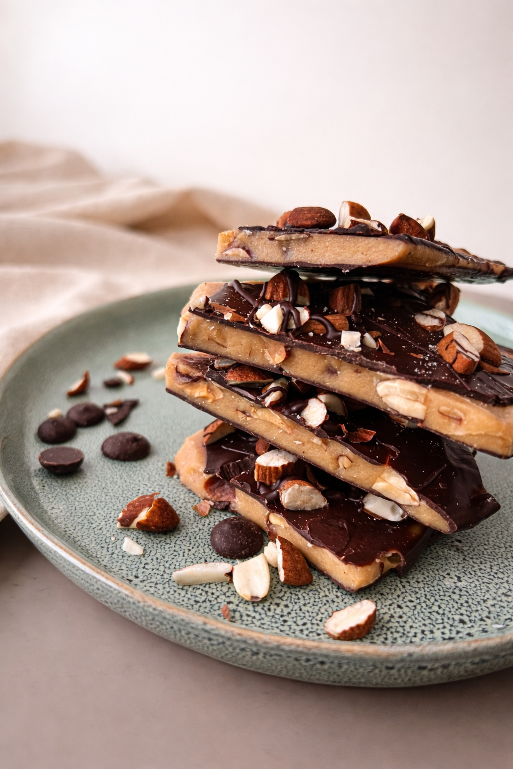Knapperige chocolade toffee bites met pure Belgische chocolade en amandelen